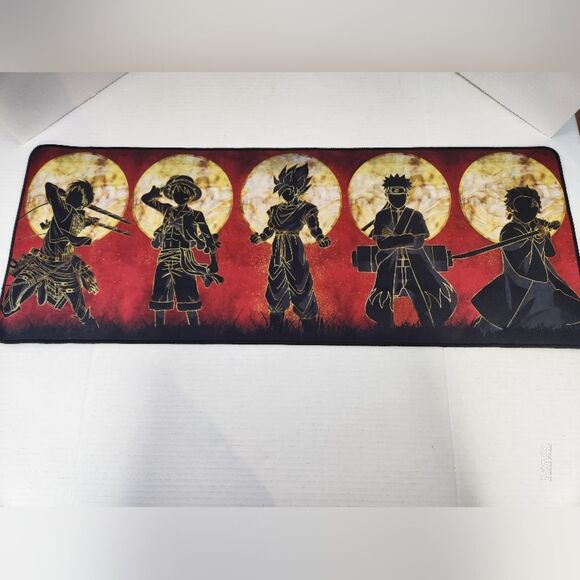 Anime Mouse Pad Red/Black 5 Graphic characters NWOT - Picture 1 of 7